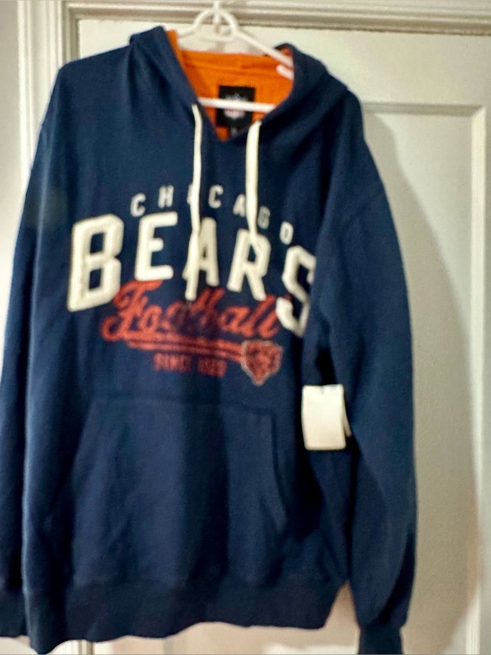 NFL Chicago Bears Navy Pullover Hoodie with Orange Lining